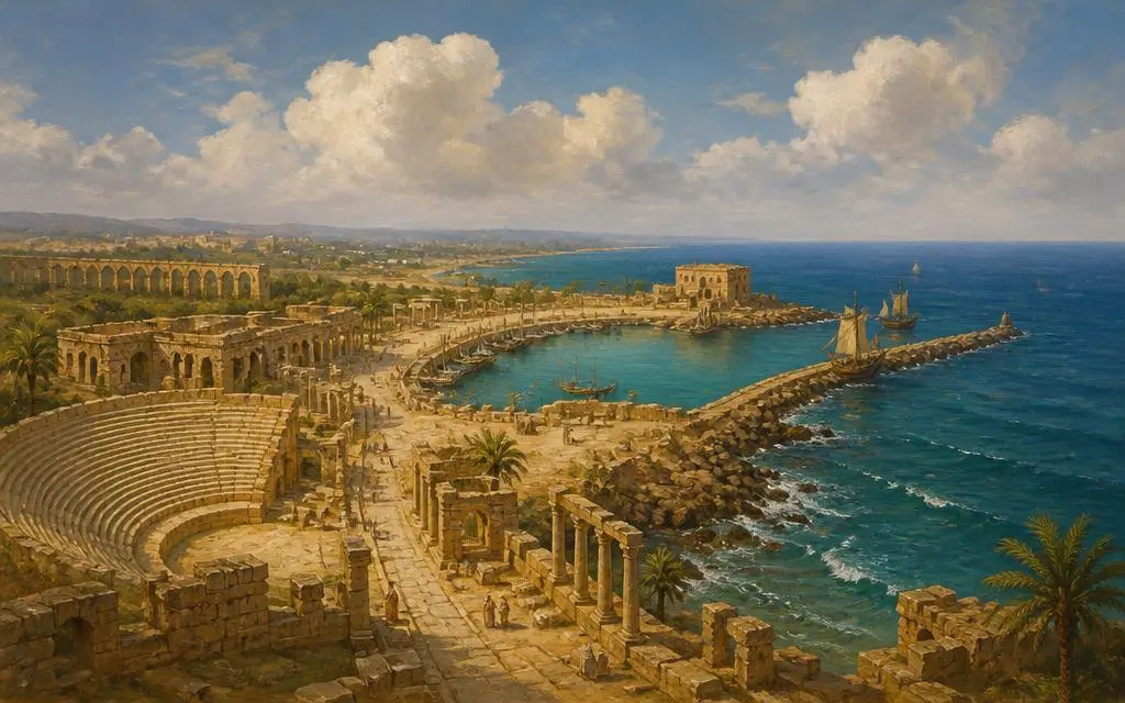 Cesareia Marítima na Bíblia — Cidade em Litoral mediterrâneo de Israel Vista de Cesareia Marítima, cidade bíblico em Litoral mediterrâneo de Israel