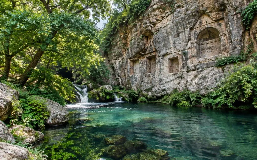 Vista de Cesareia de Filipe, cidade bíblico em Banias, norte de Israel
