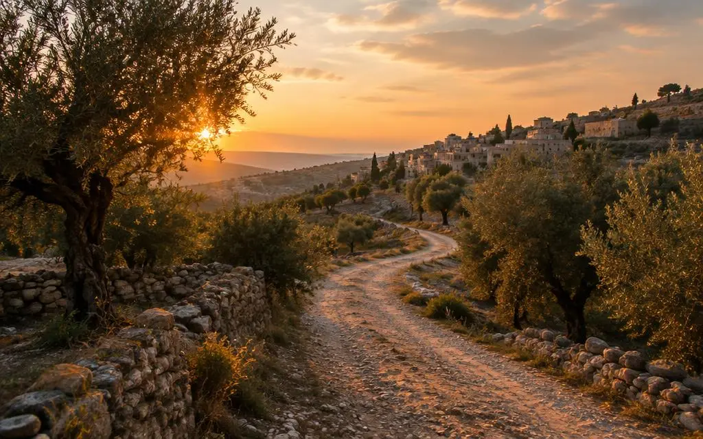 Vista de Emaús, cidade bíblico em próximo a Jerusalém, Israel