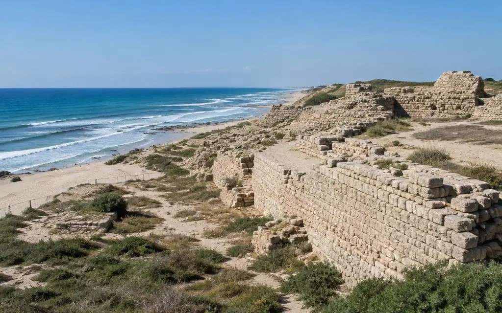 Vista de Filístia, região bíblico em Faixa de Gaza e sul de Israel