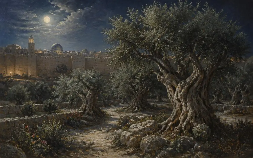 Getsêmani na Bíblia — Horta / monte em Pé do monte das Oliveiras, Jerusalém Vista de Getsêmani, horta / monte bíblico em Pé do monte das Oliveiras, Jerusalém