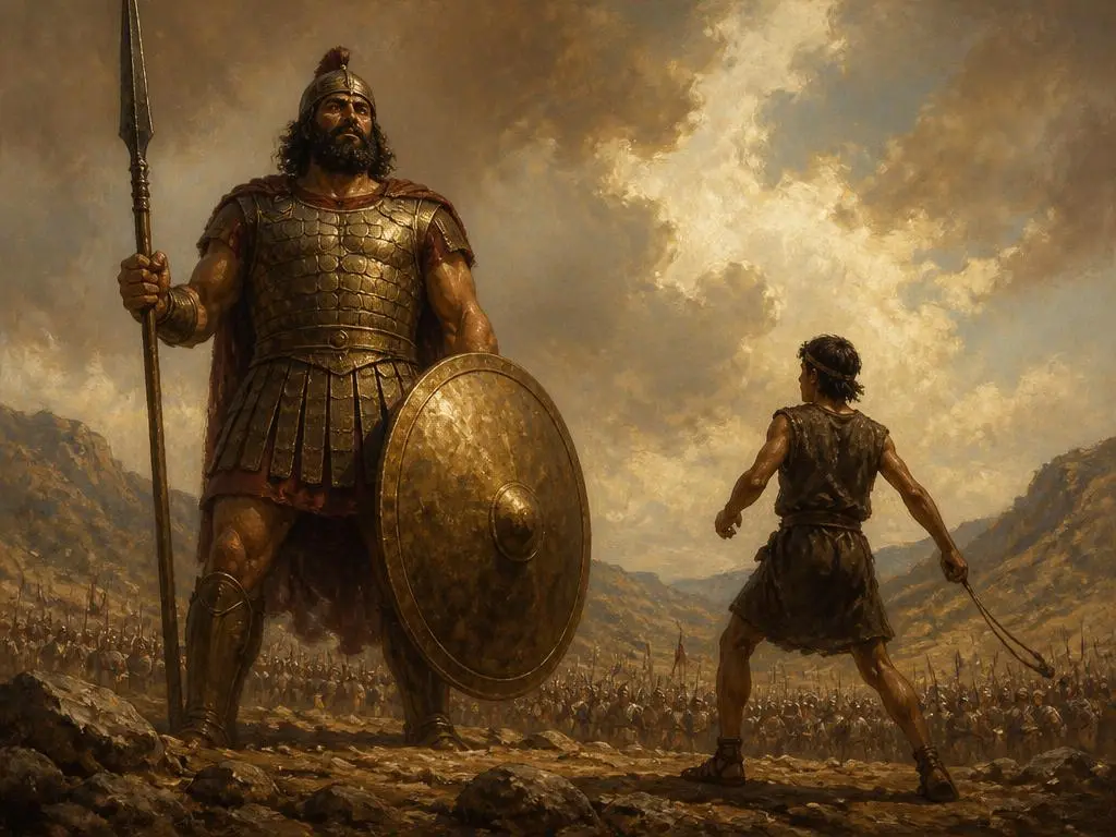 Representação artística de Golias, gigante filisteu vencido por davi, personagem da Bíblia