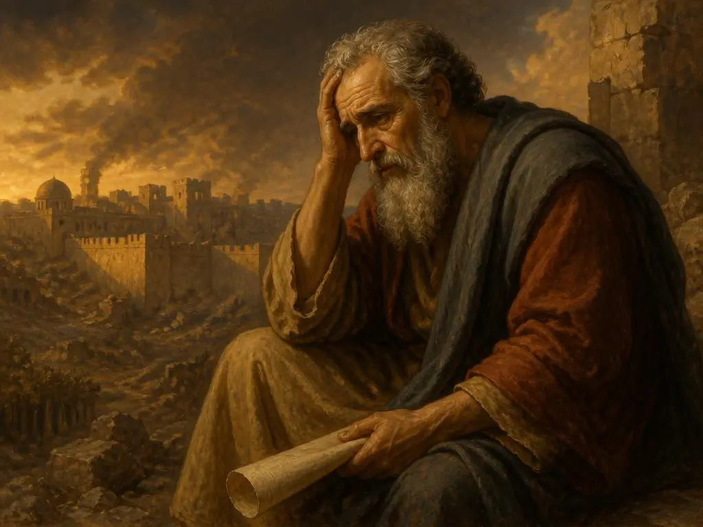 Representação artística de Jeremias, profeta das lágrimas antes do exílio, personagem da Bíblia