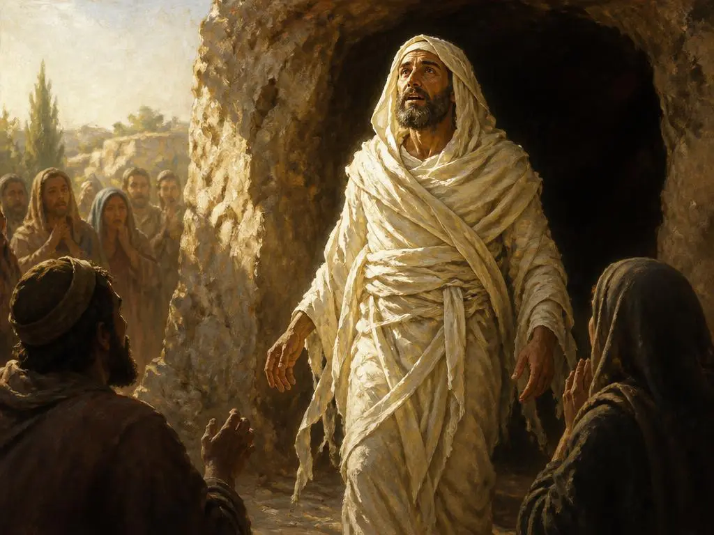 Representação artística de Lázaro, amigo ressuscitado por jesus, personagem da Bíblia