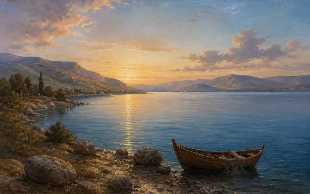Mar da Galileia na Bíblia — Lago em Lago Kinneret, norte de Israel Vista de Mar da Galileia, lago bíblico em Lago Kinneret, norte de Israel