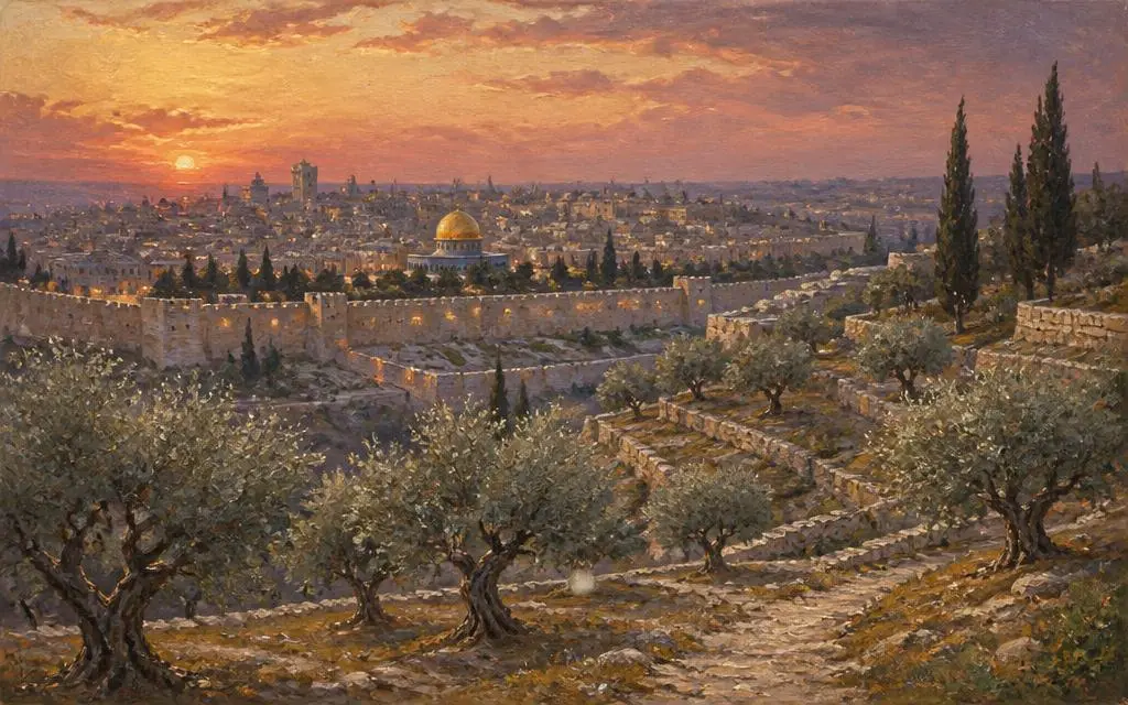 Monte das Oliveiras na Bíblia — Monte em Jerusalém, Israel — a leste da Cidade Velha Vista de Monte das Oliveiras, monte bíblico em Jerusalém, Israel — a leste da Cidade Velha