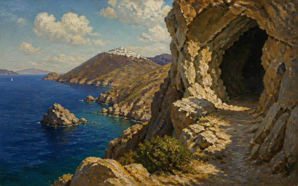 Patmos na Bíblia — Ilha em Mar Egeu, Grécia Vista de Patmos, ilha bíblico em Mar Egeu, Grécia