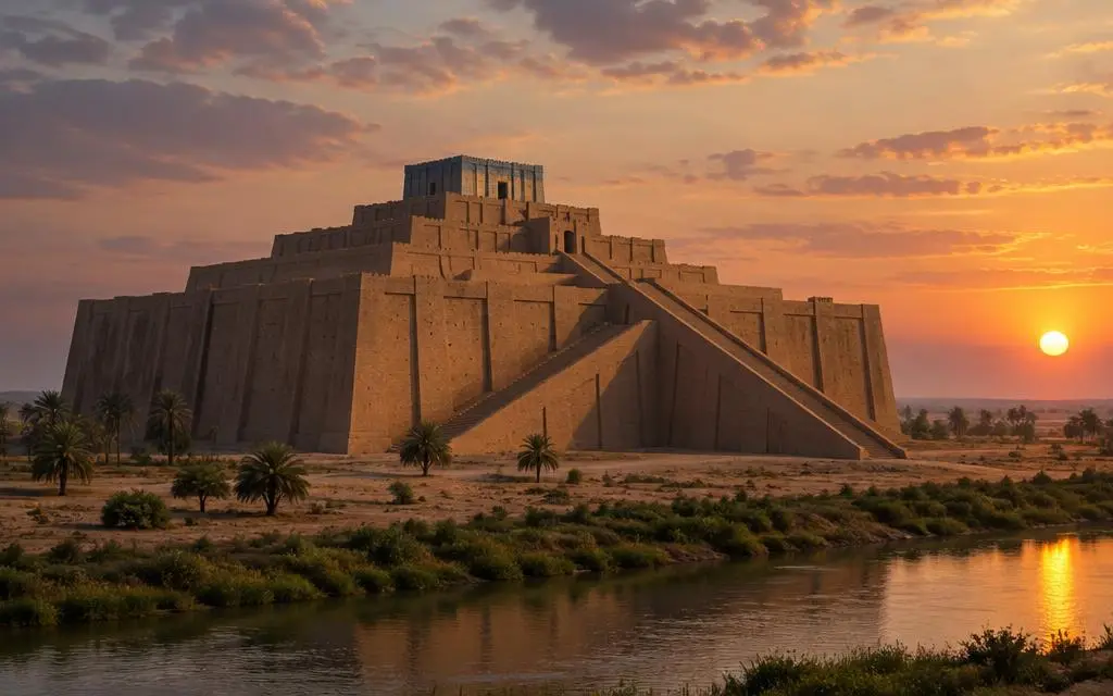 Vista de Torre de Babel, lugar bíblico em próximo a Babilônia, Iraque
